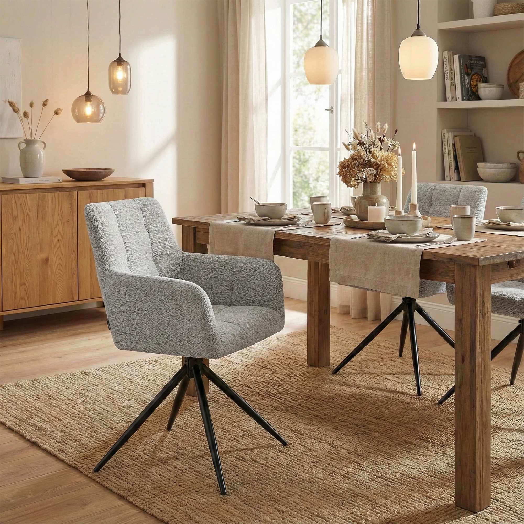 Lot de 2 chaises de salle à manger Jonah en tissu