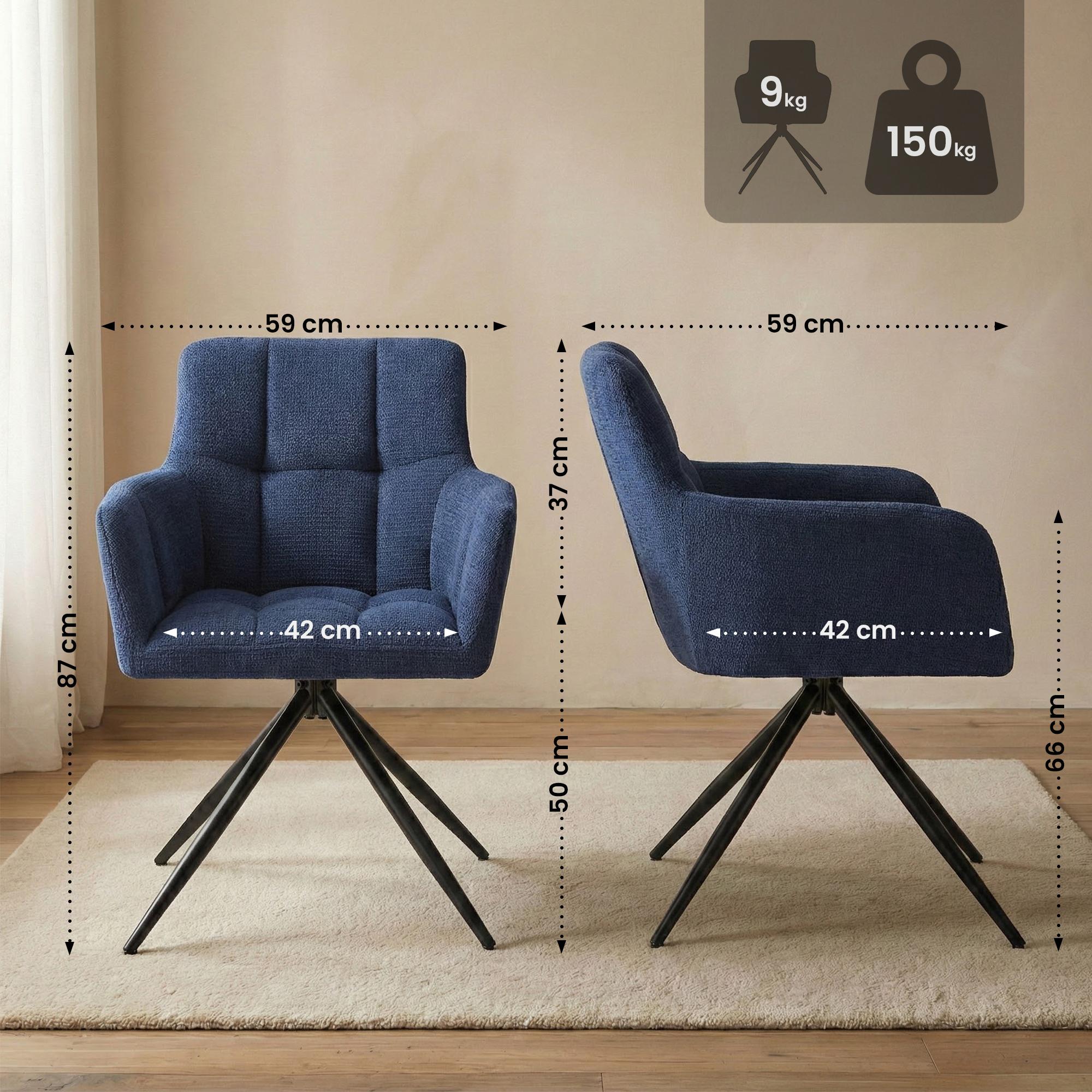 Lot de 2 chaises de salle à manger Jonah en tissu