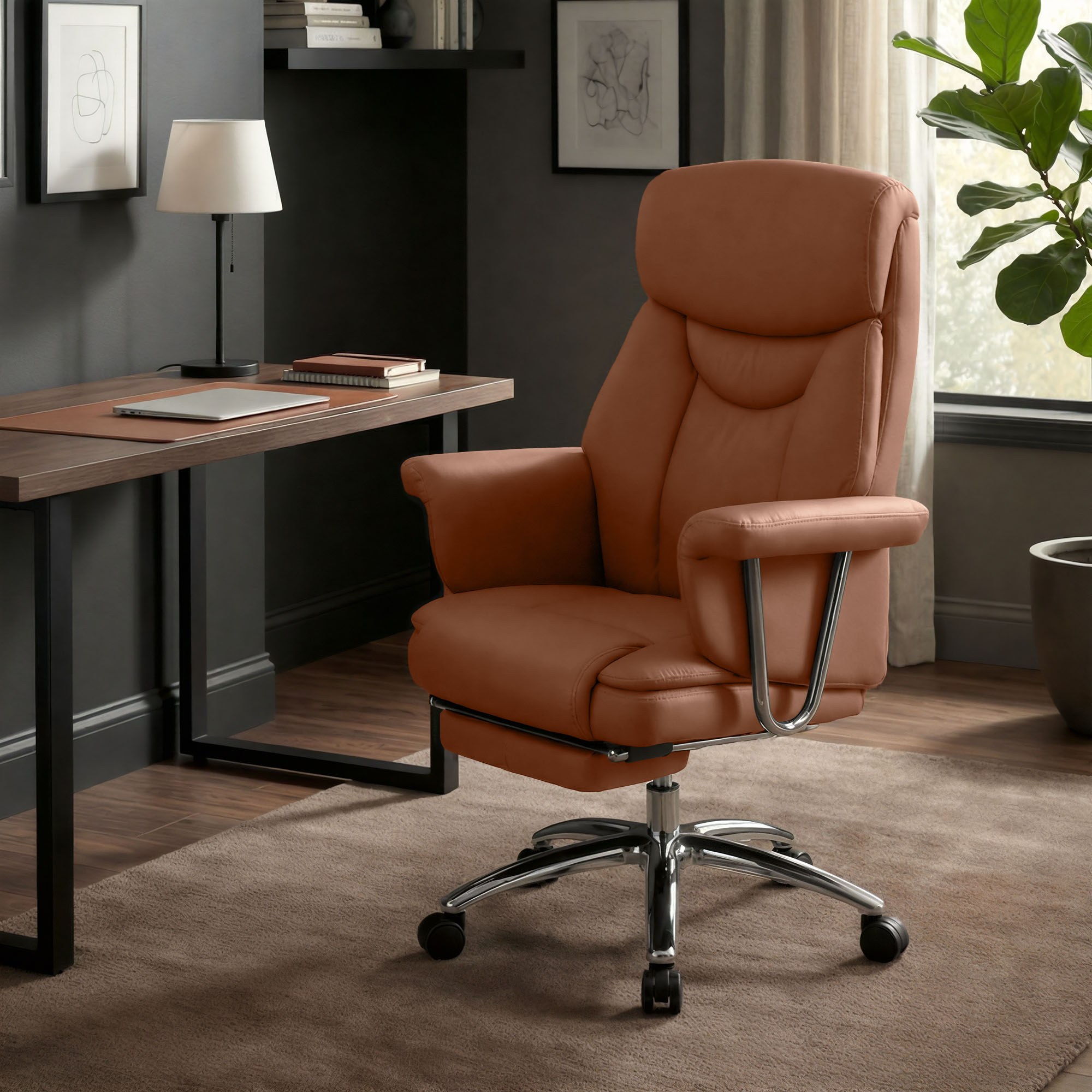 Chaise de bureau Dahra en cuir véritable