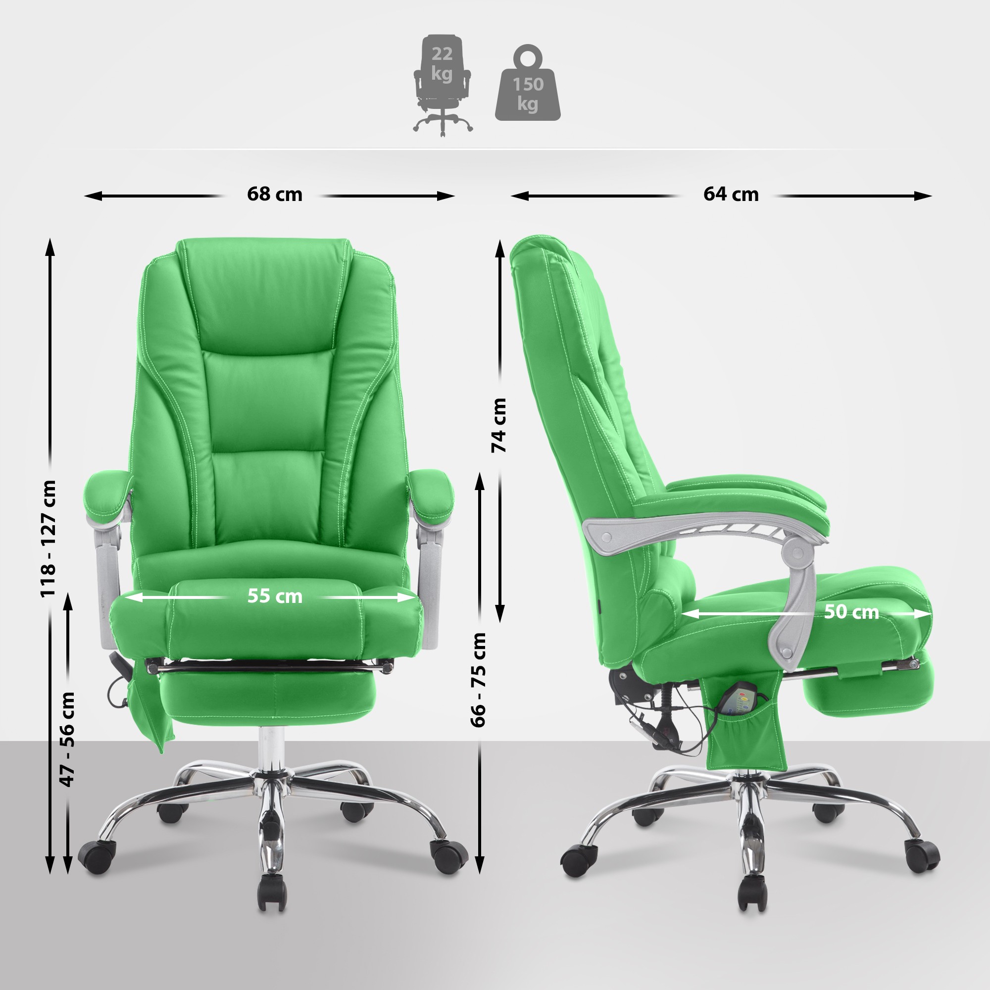 Chaise de bureau Pacific avec fonction massage simili cuir