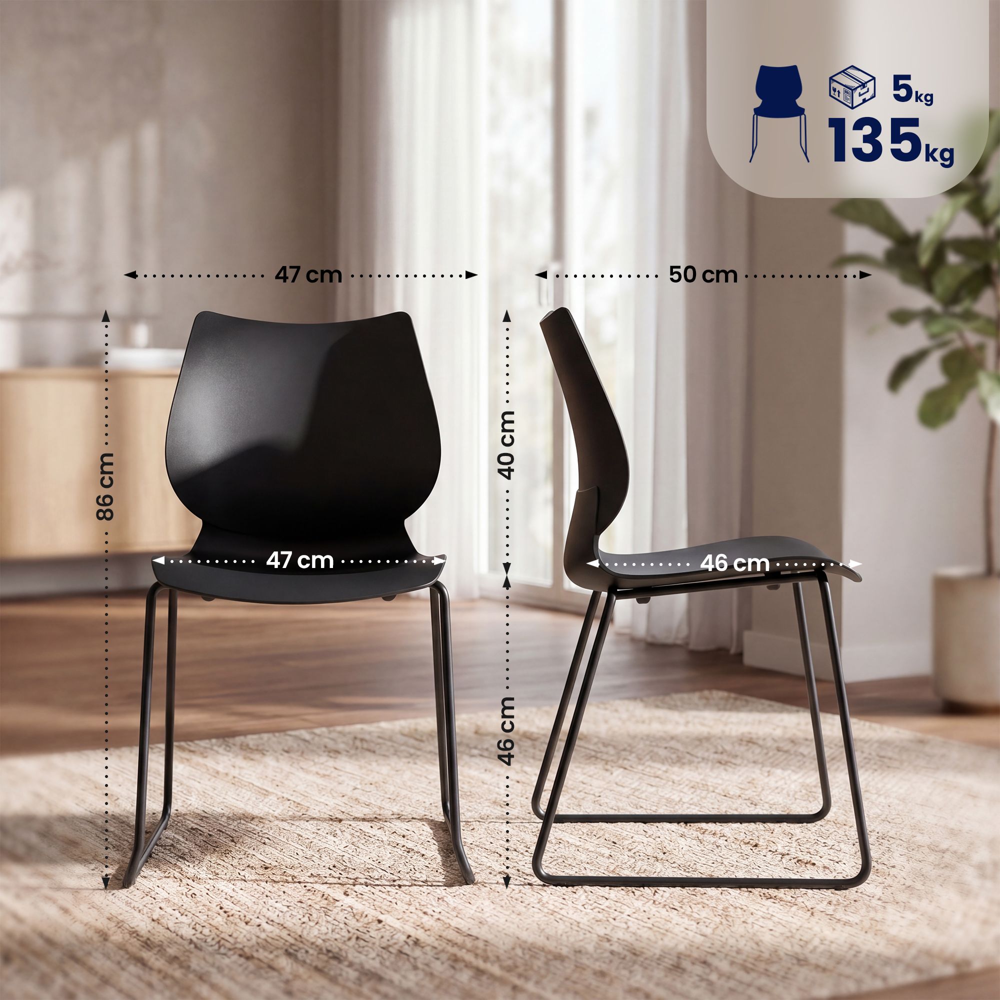 Lot de 4 chaises empilables Houma