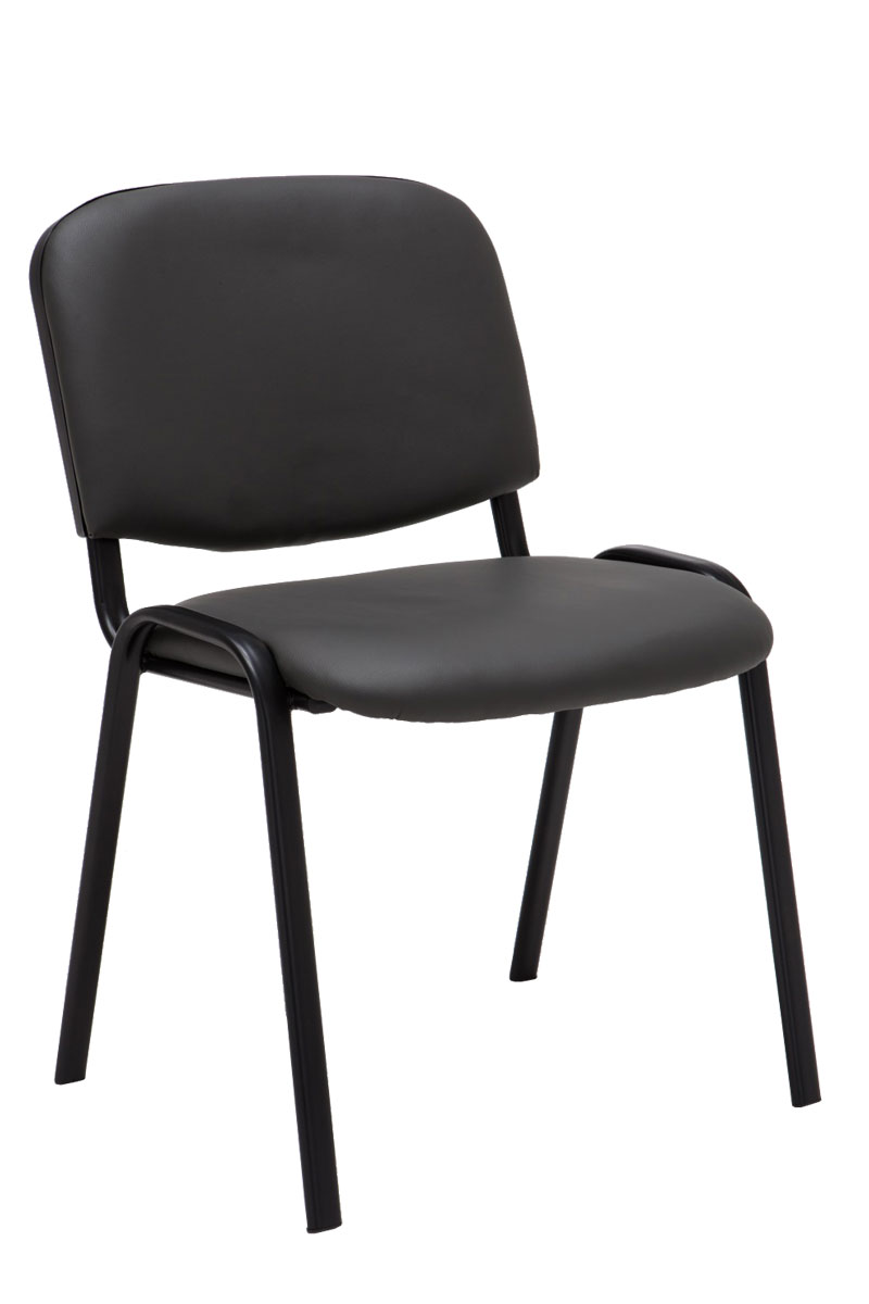 Lot de 4 chaises visiteur empilables Ken en similicuir et piètement noir