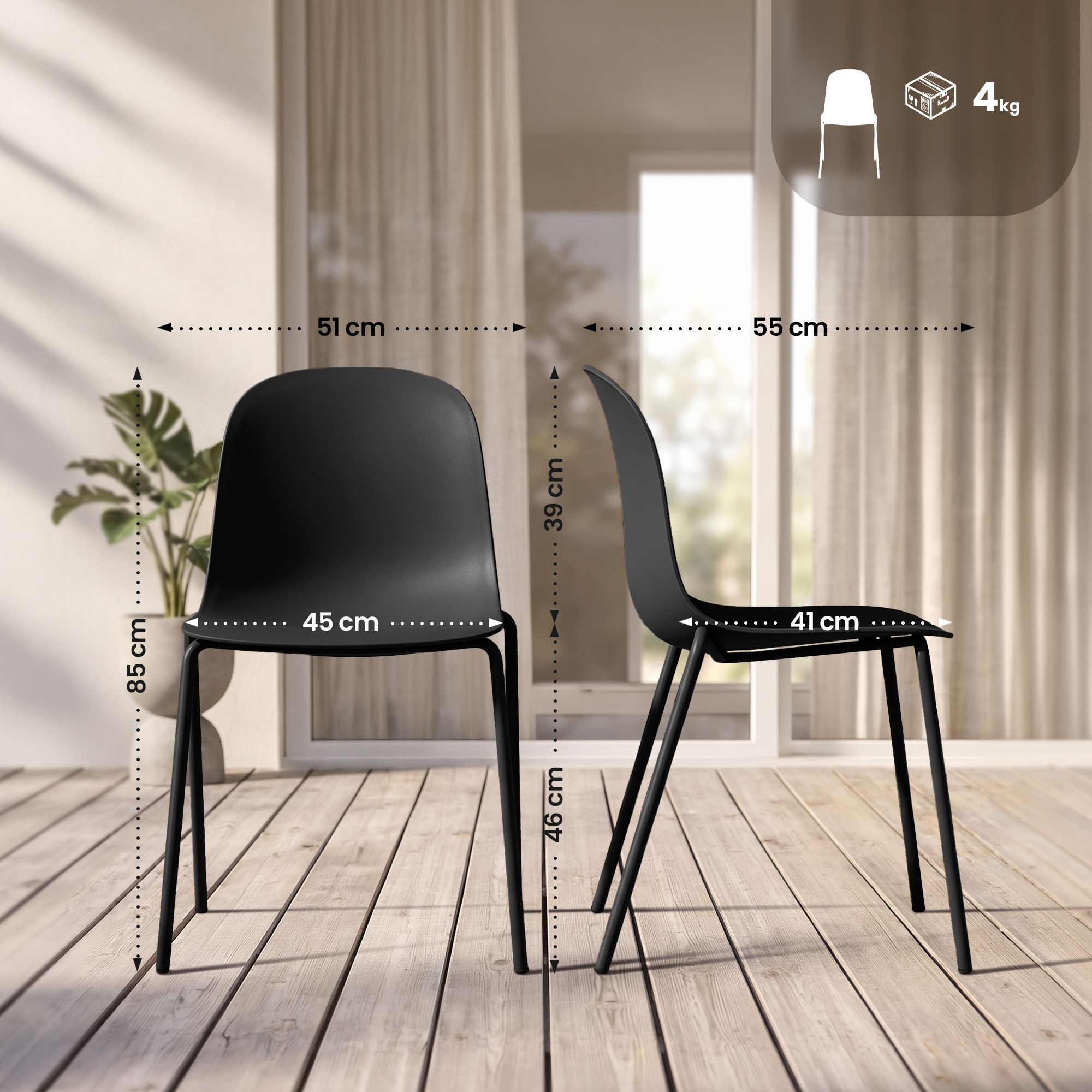 Lot de 2 chaises empilables Hardin