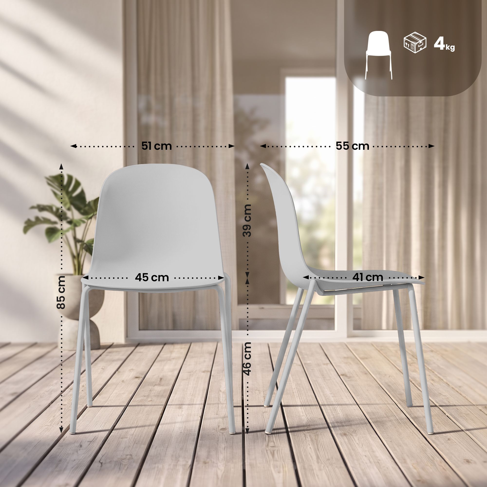 Lot de 2 chaises empilables Hardin