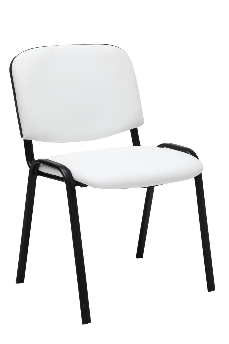 Lot de 4 chaises visiteur empilables Ken en similicuir et piètement noir