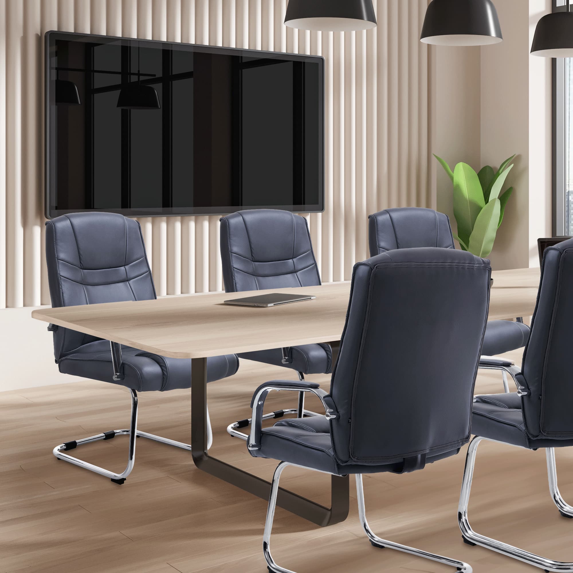 Lot de 2 Chaises Cantilever Attila en Similicuir avec accoudoirs