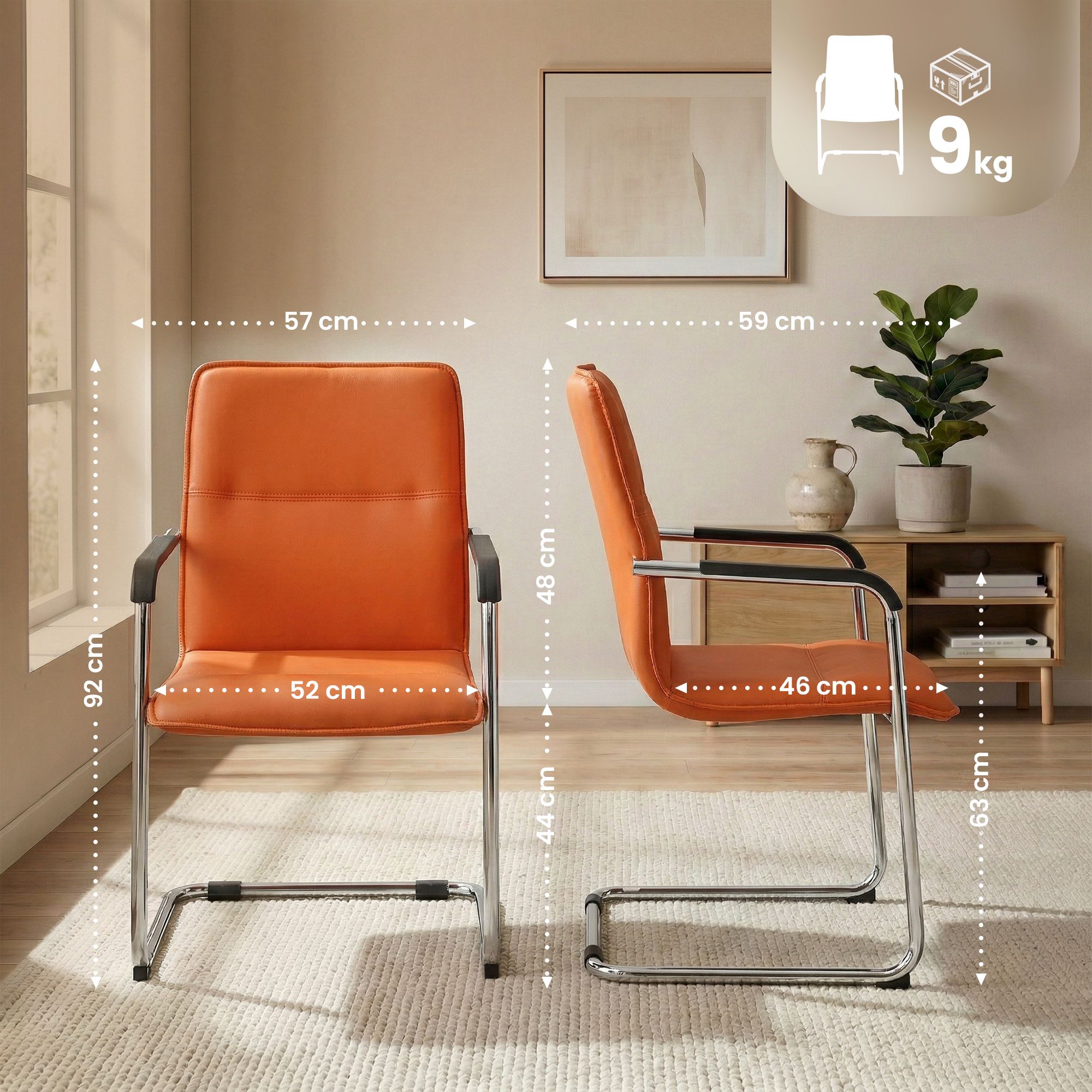Chaise cantilever Seattle en similicuir