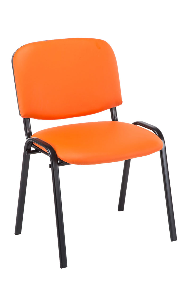 Lot de 4 chaises visiteur empilables Ken en similicuir et piètement noir