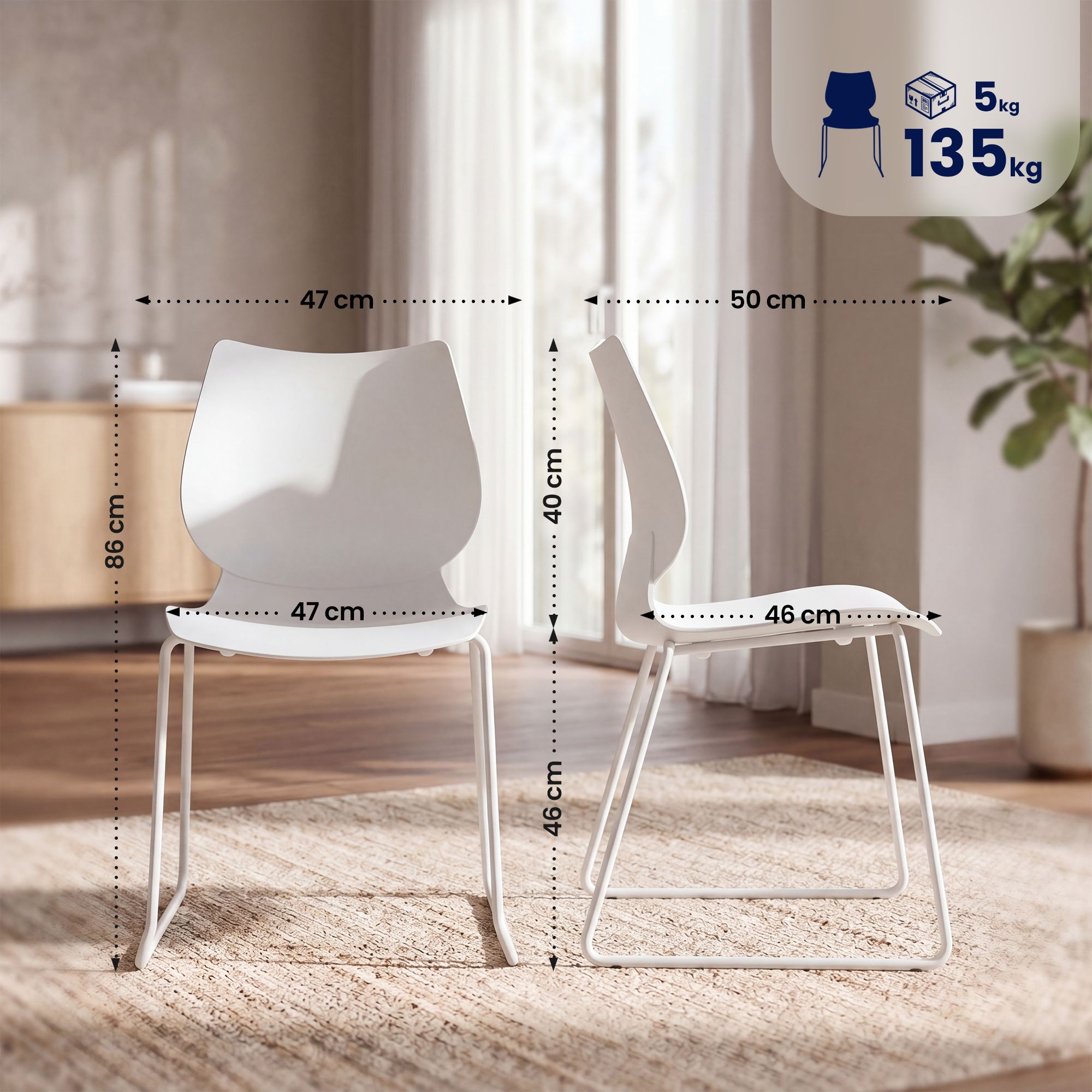Lot de 4 chaises empilables Houma