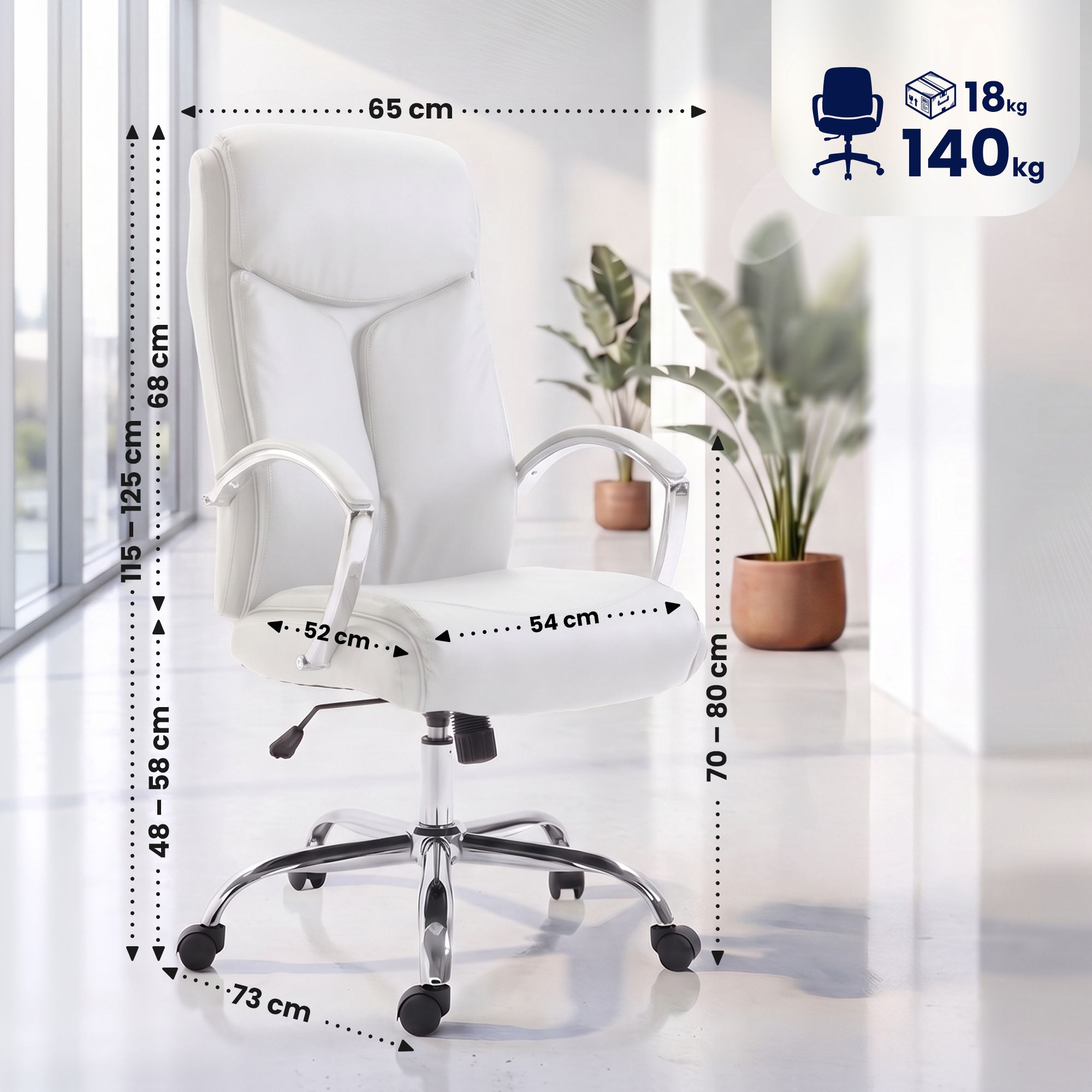 Chaise de bureau Arlen aspect cuir
