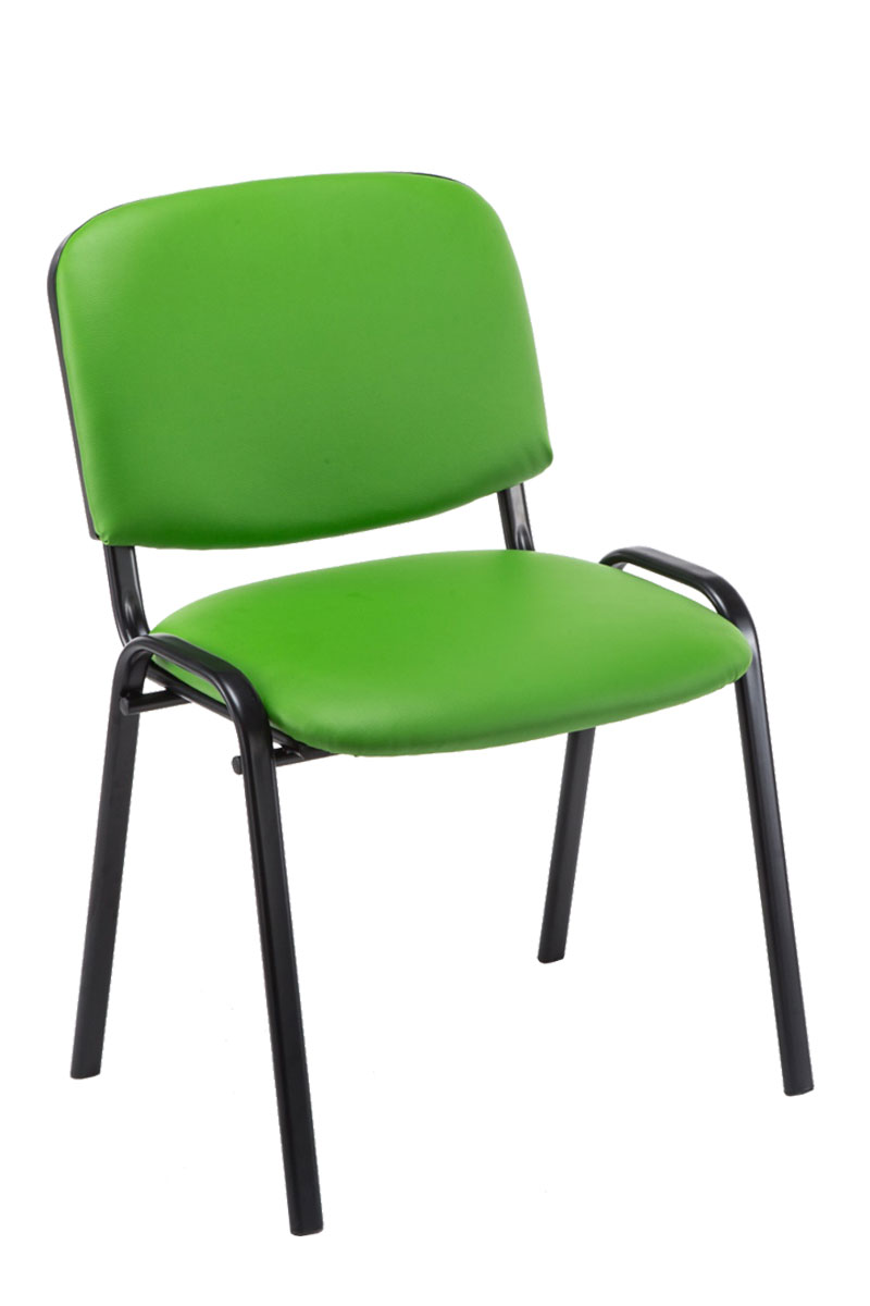 Lot de 4 chaises visiteur empilables Ken en similicuir et piètement noir