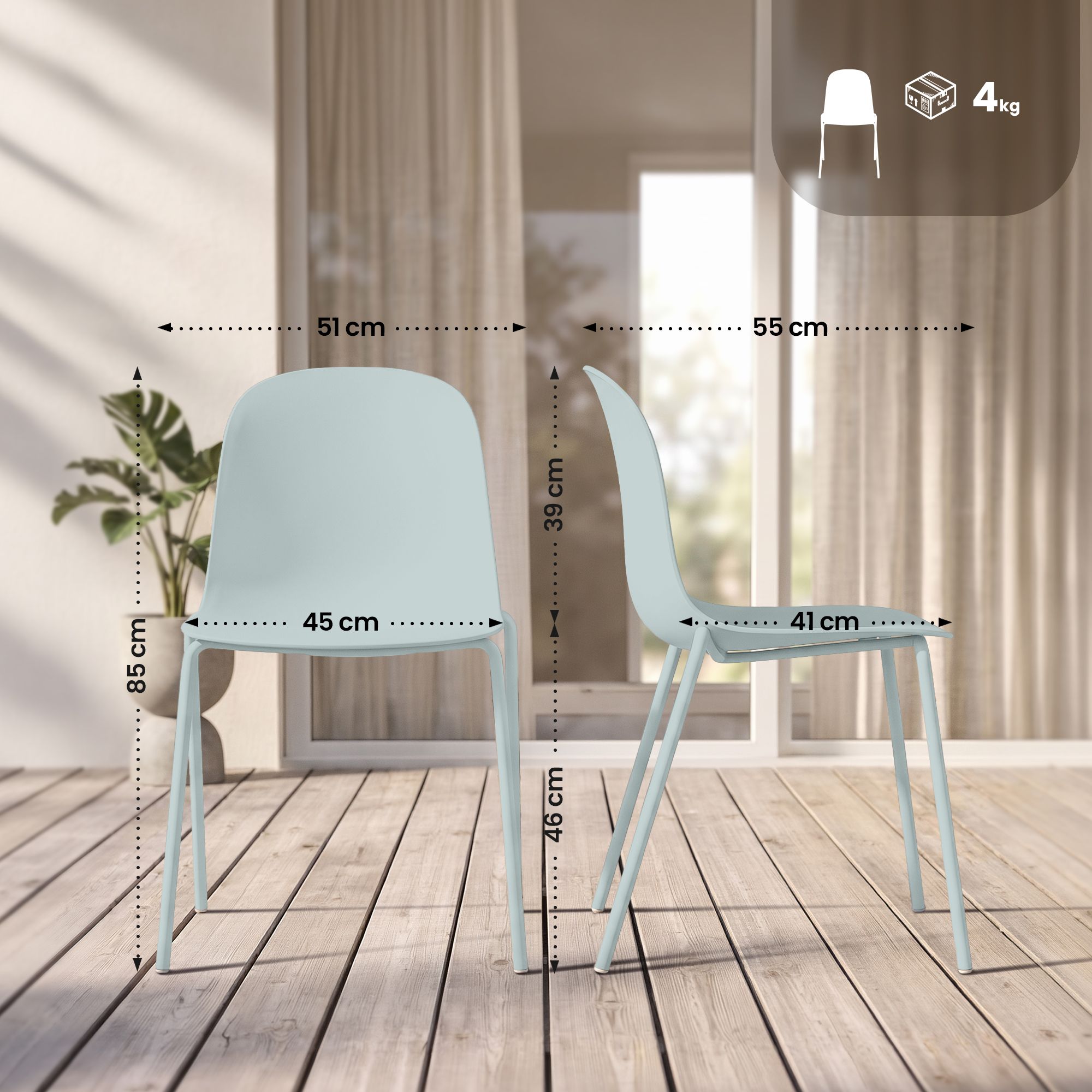 Lot de 4 chaises empilables Hardin