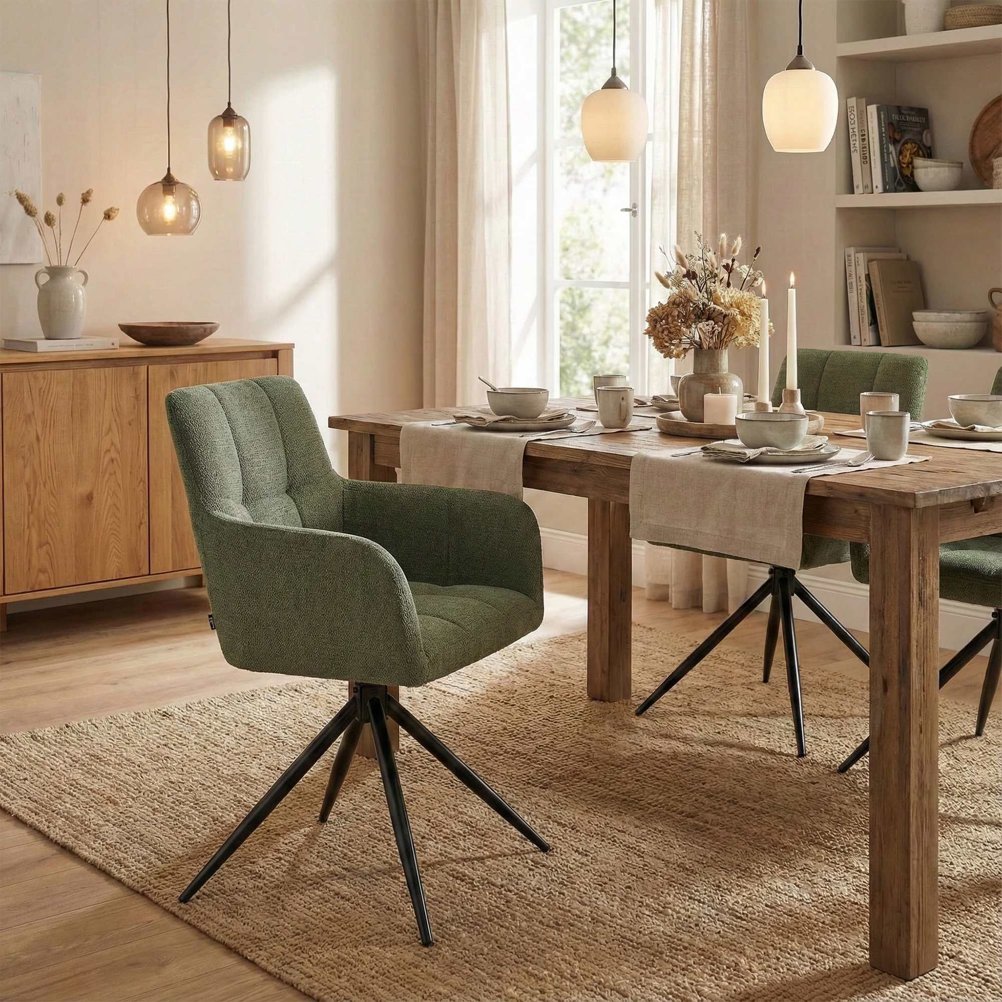 Lot de 2 chaises de salle à manger Jonah en tissu