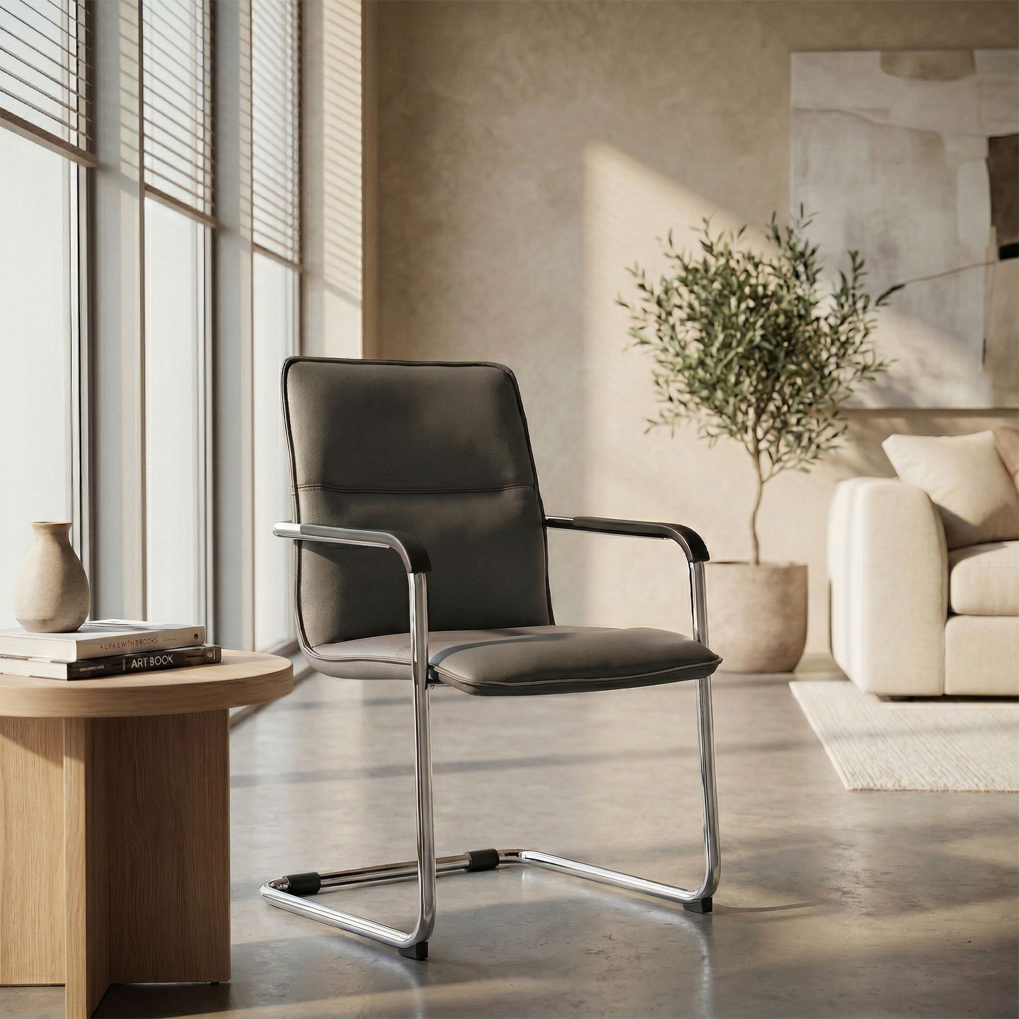 Lot de 2 chaises cantilever Seattle en similicuir