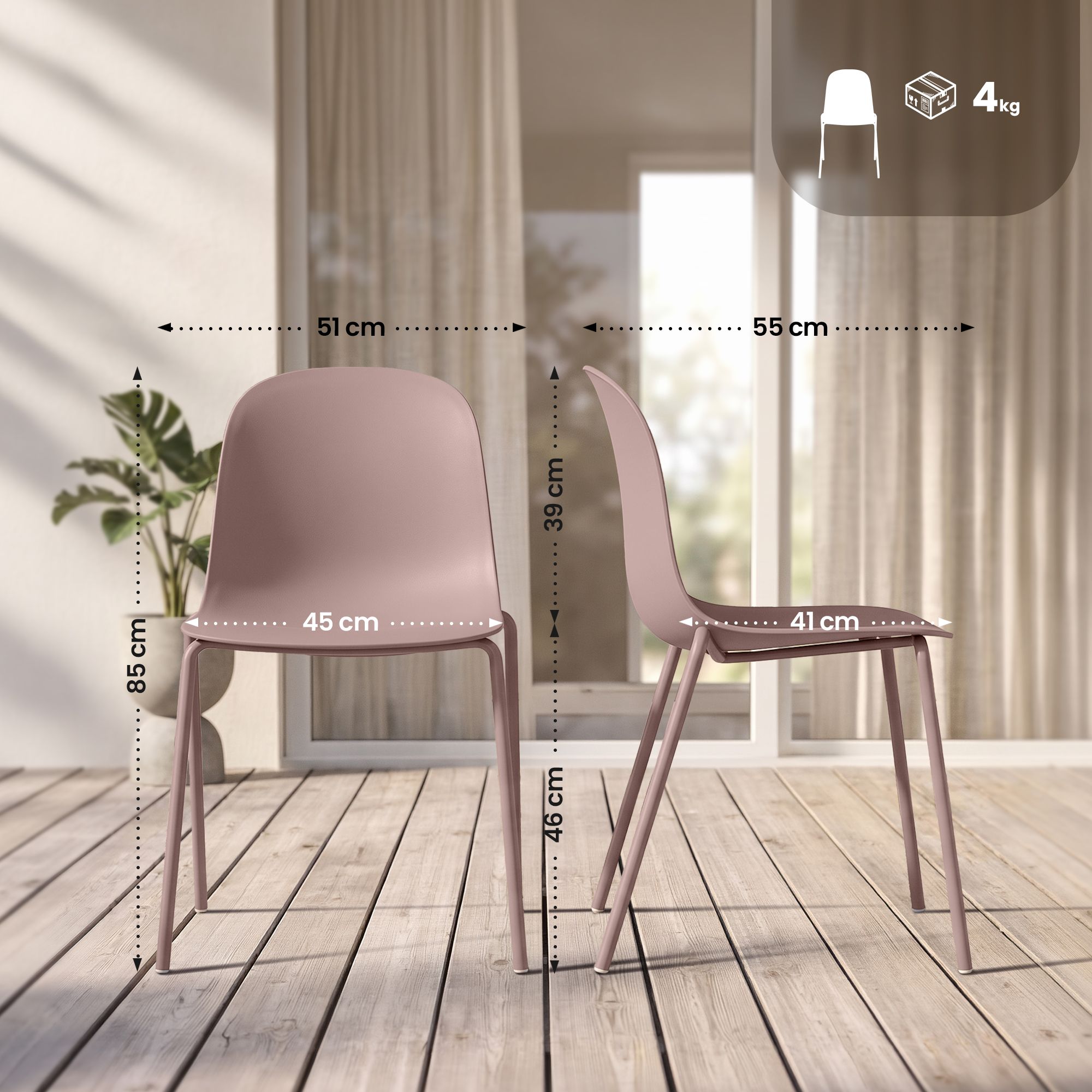 Lot de 4 chaises empilables Hardin