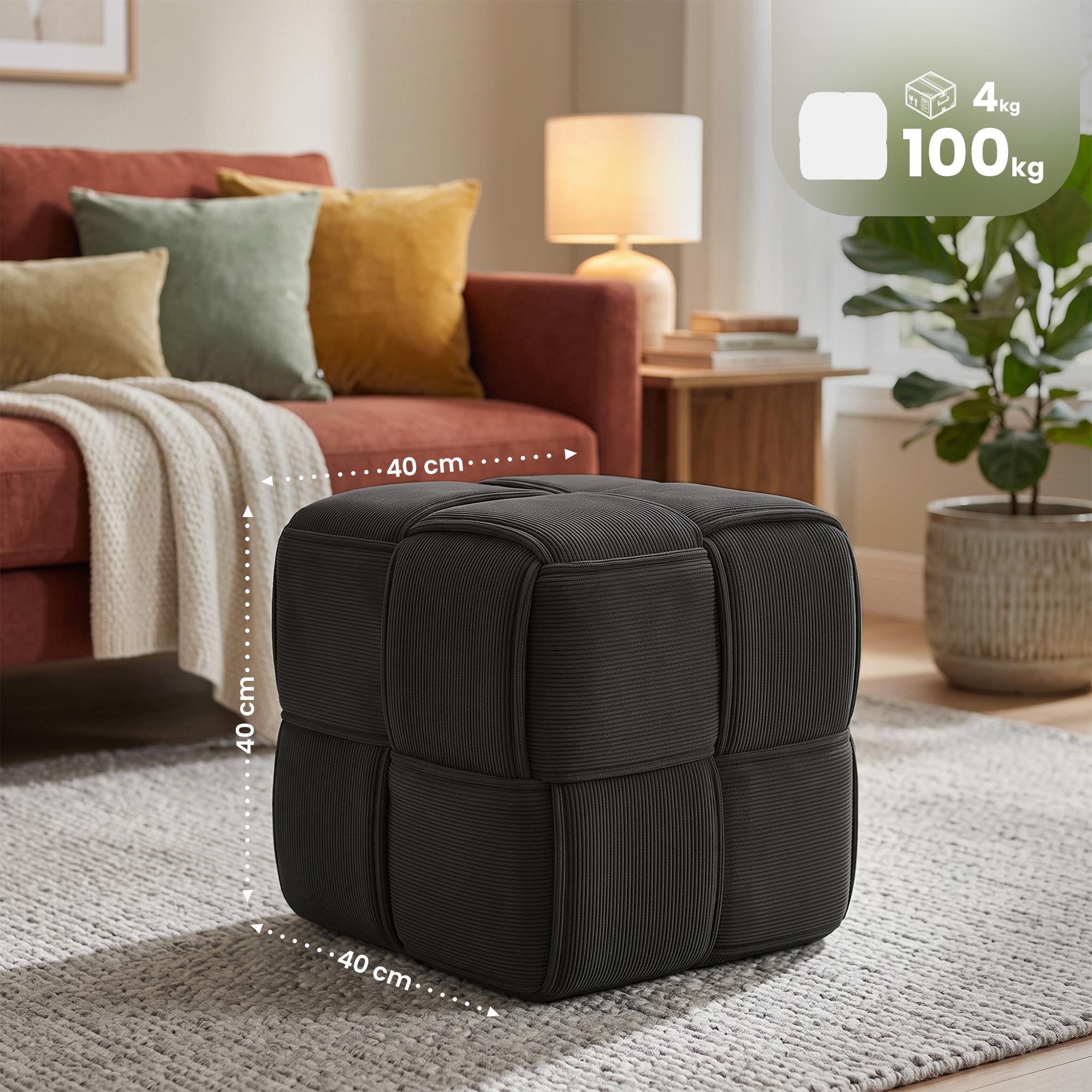 Pouf Forinta en velours côtelé