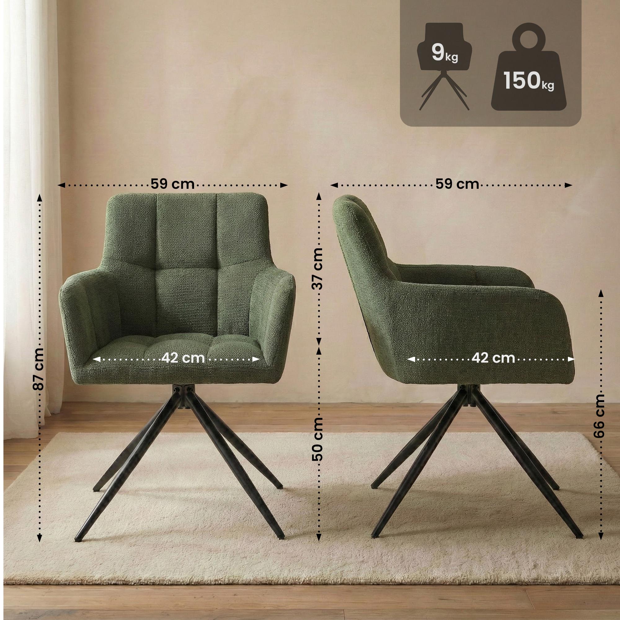 Lot de 2 chaises de salle à manger Jonah en tissu