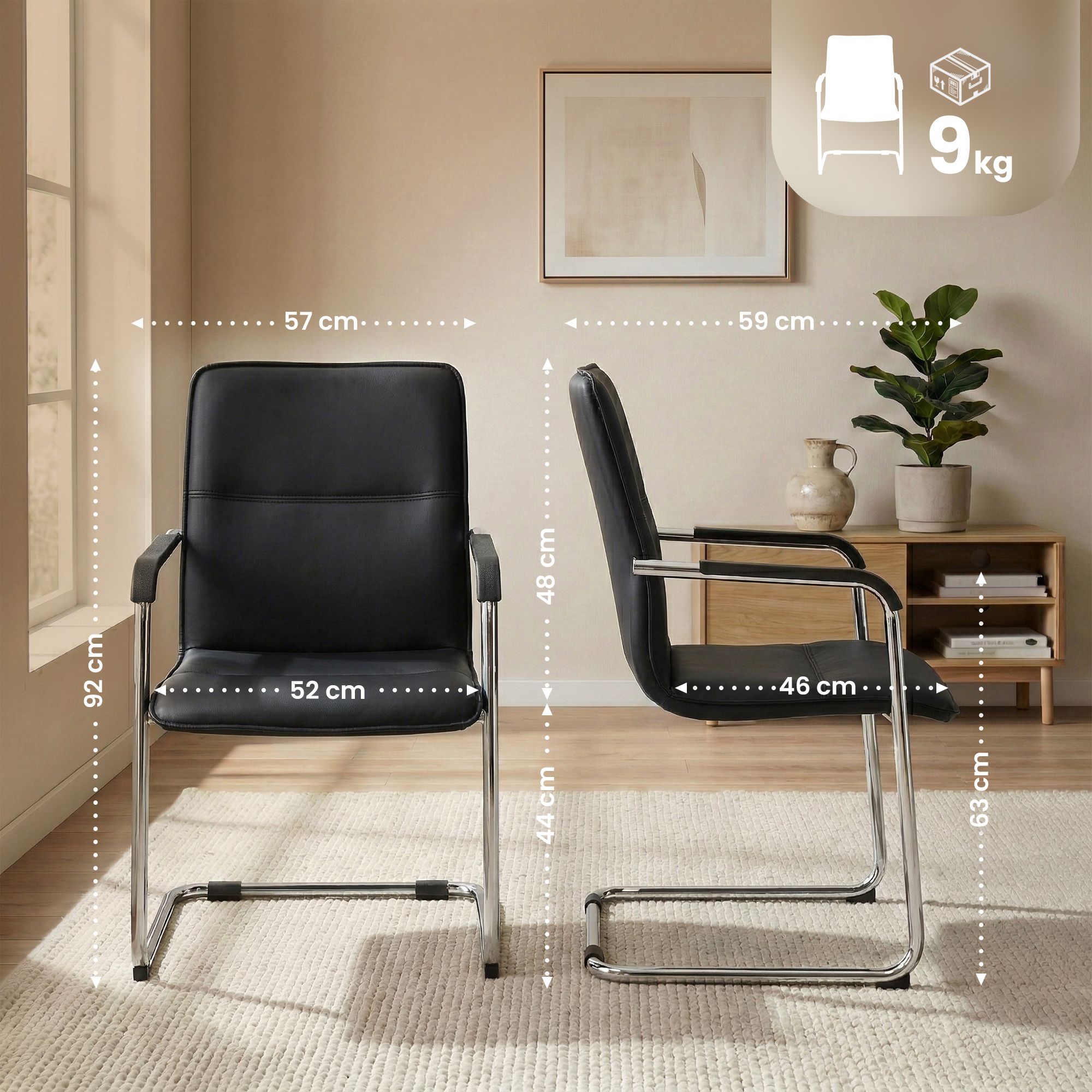 Chaise cantilever Seattle en similicuir