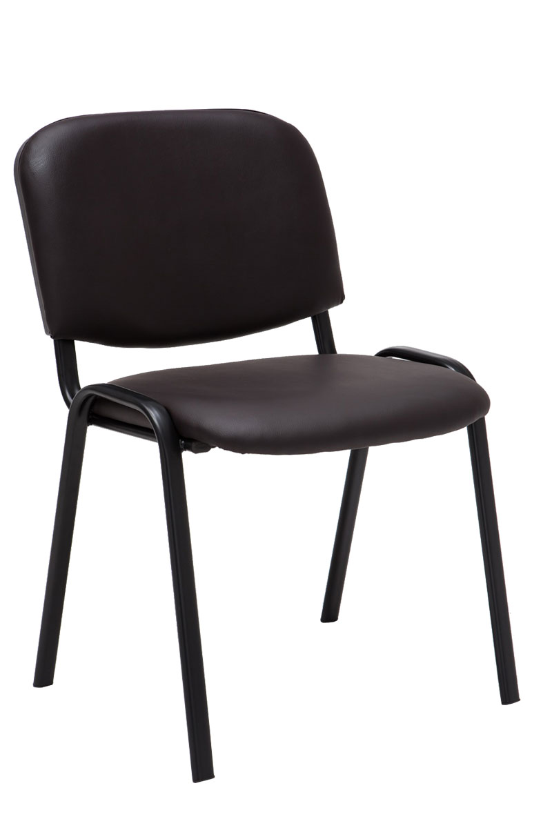 Lot de 4 chaises visiteur empilables Ken en similicuir et piètement noir