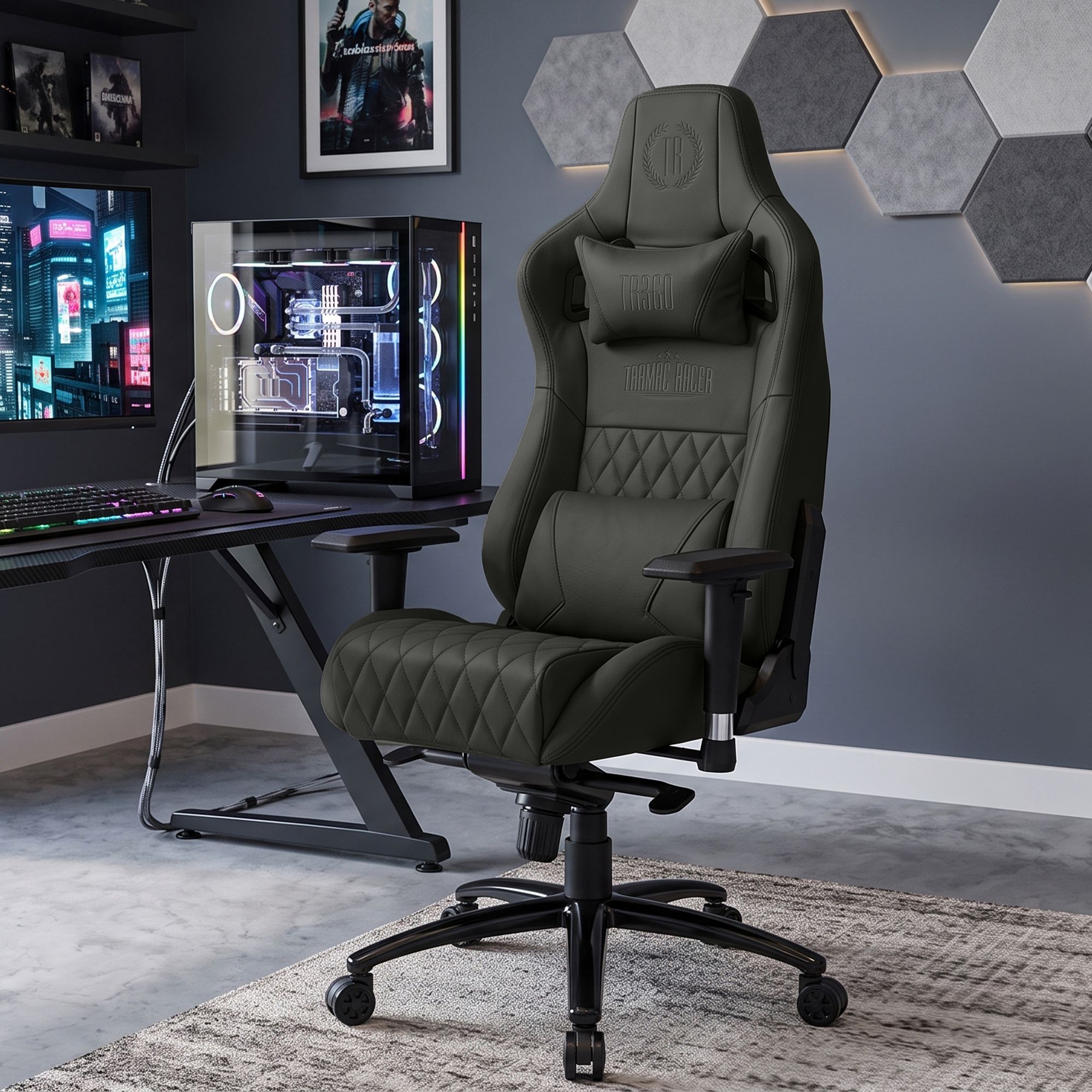Fauteuil de bureau Keren revêtement en cuir véritable