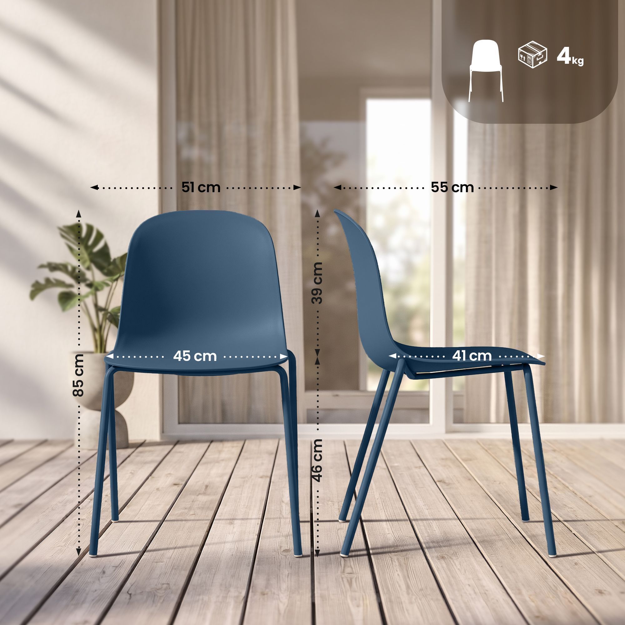 Lot de 2 chaises empilables Hardin