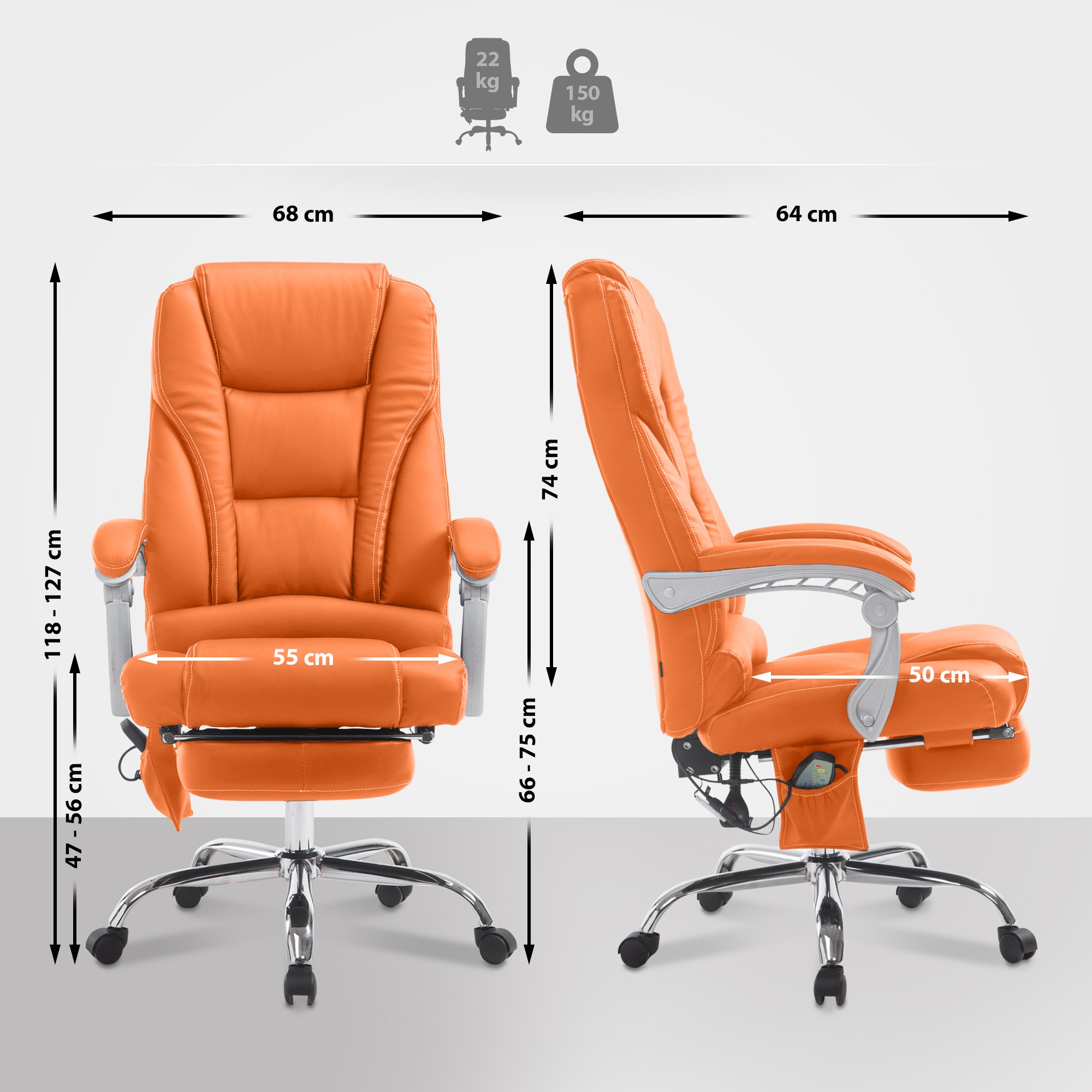 Chaise de bureau Pacific avec fonction massage simili cuir