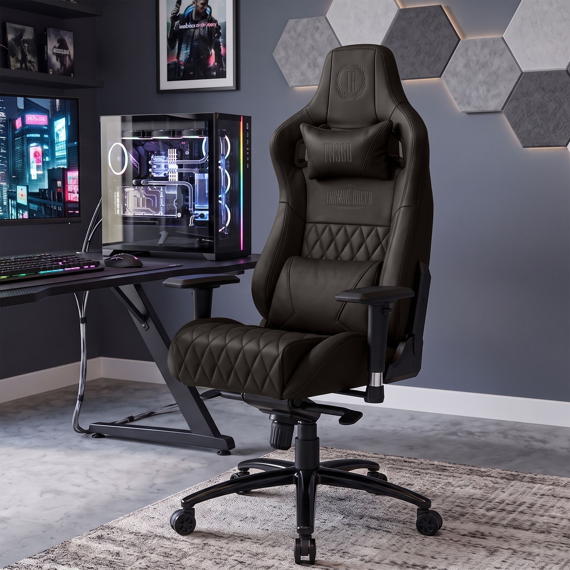 Fauteuil de bureau Keren revêtement en cuir véritable