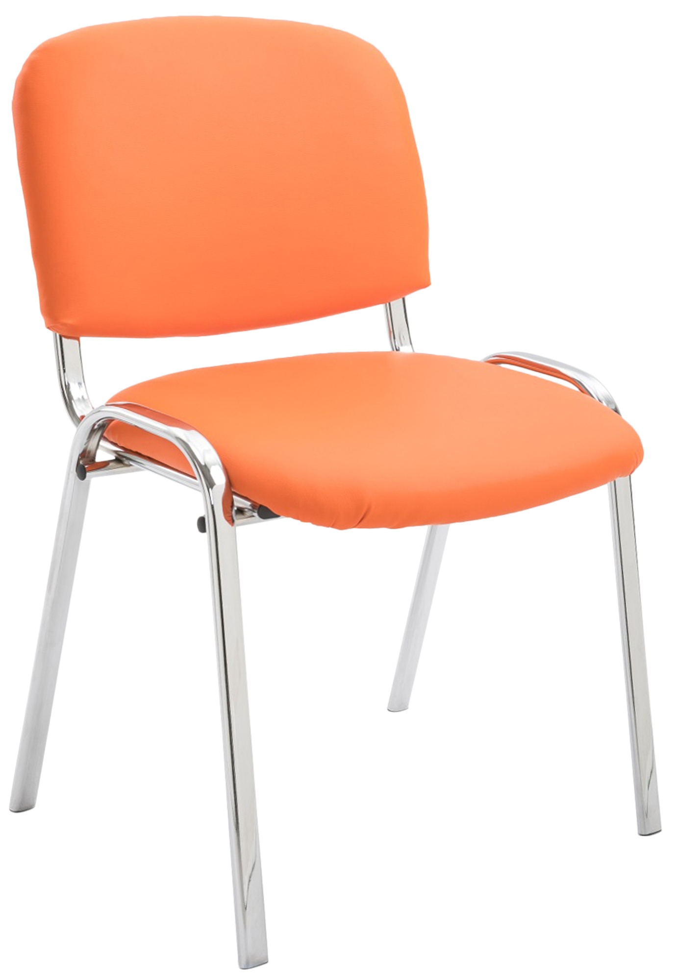 Chaise visiteur Ken en similicuir et piètement en métal chromé