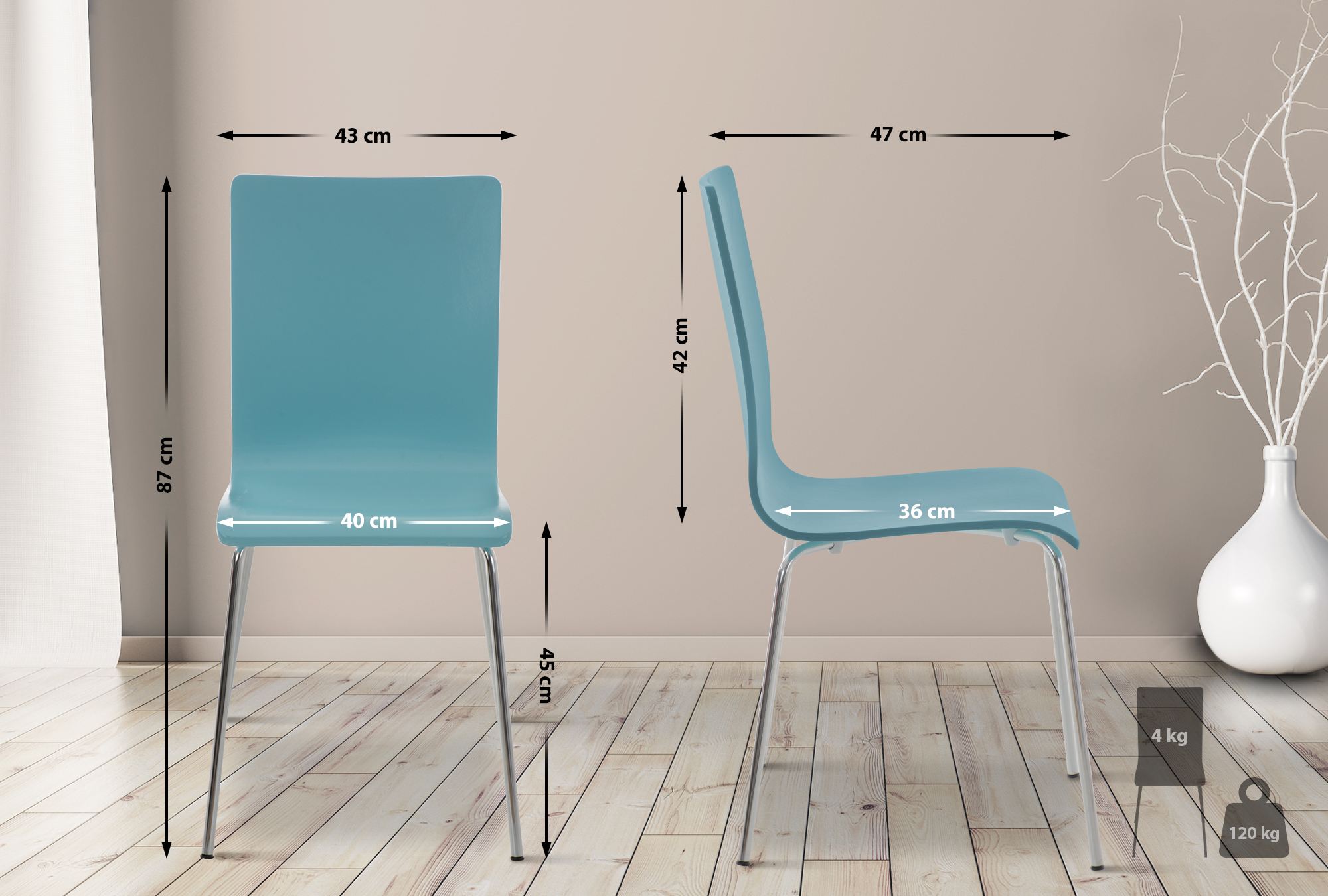 Lot de 4 chaises visiteur Pepe en bois