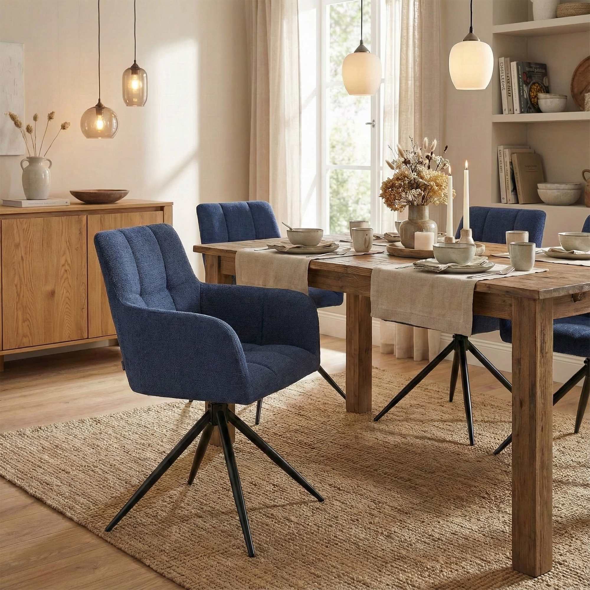 Lot de 2 chaises de salle à manger Jonah en tissu