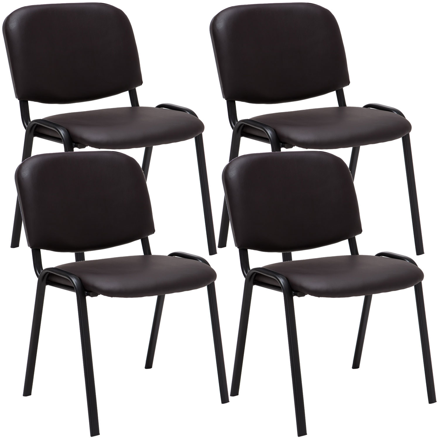Lot de 4 chaises visiteur empilables Ken en similicuir et piètement noir