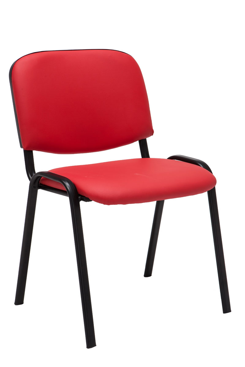 Lot de 4 chaises visiteur empilables Ken en similicuir et piètement noir